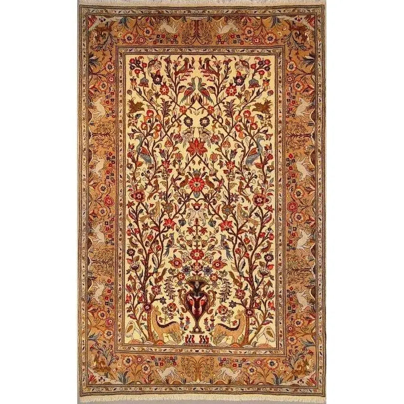 One Of The Kind Persian Yazd Rug 10'1" x 6'5"
